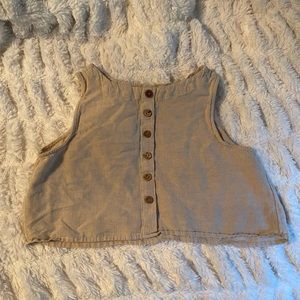 Faux button cropped tank